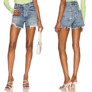 AGOLDE Dee High Rise Cutoff Denim Shorts Turmoil Distressed Blue Size 25